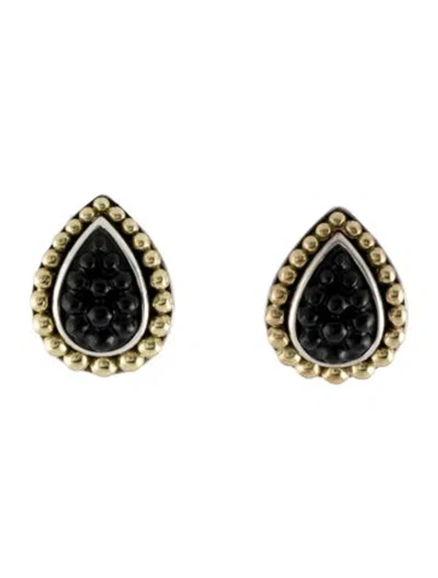 Pre-owned Lagos Onyx Onyx Caviar Earclips In Multi