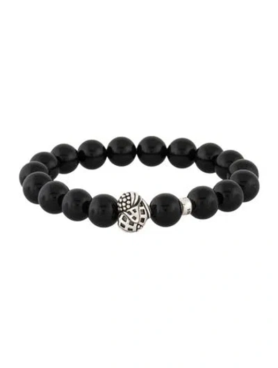 Pre-owned Lagos Onyx Power Of Love Bead Bracelet, 6.5" In Black