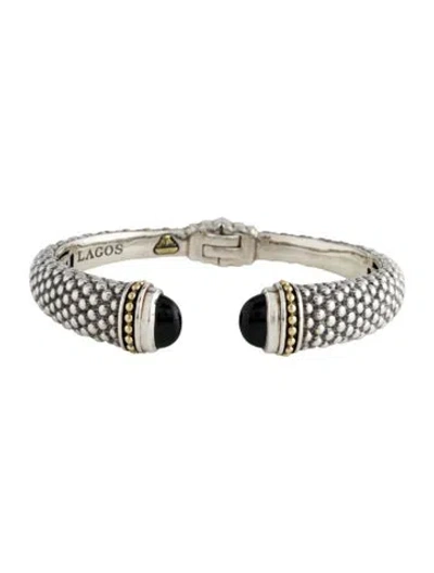 Pre-owned Lagos Onyx Rittenhouse Cuff Bracelet, 7" In Multi