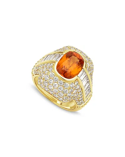 Lagos Orange Garnet & Diamond Cocktail Ring In 18k Yellow Gold