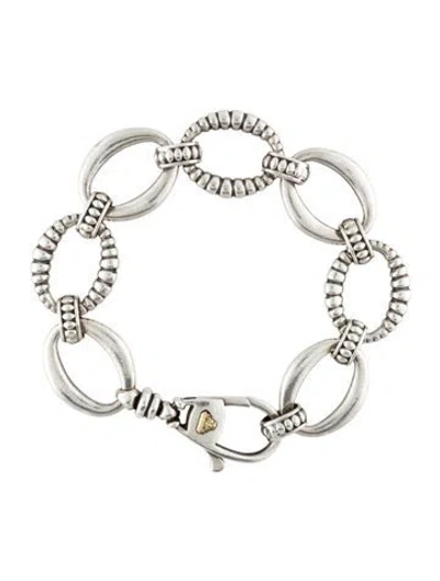 Pre-owned Lagos Oval Fluted Link Bracelet, 6.75" In Multi
