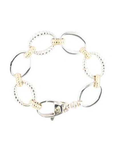Pre-owned Lagos Oval Link Bracelet, 6.5" In Multicolor
