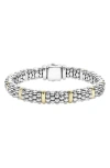 Lagos Sterling Silver Caviar Rope Bracelet With 18k Gold In Silver/gold