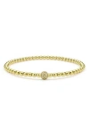 Lagos 18k Yellow Gold Caviar Diamond Pave Ball Stretch Bracelet In Gold