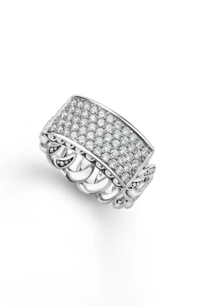 Lagos Pavé Diamond Curb Link Ring In Metallic