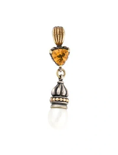 Pre-owned Lagos Pearl & Citrine Pendant, 1.75" In Multi