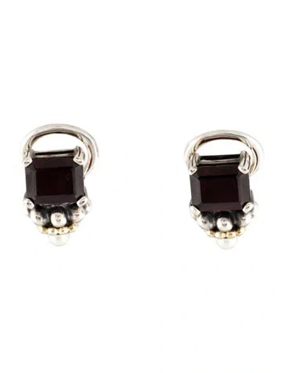 Pre-owned Lagos Pearl & Garnet Earclip Earrings In Multi
