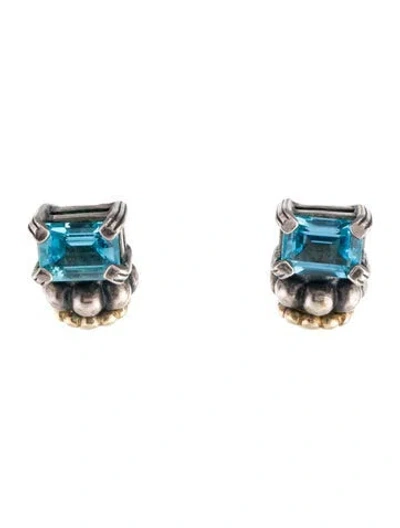 Pre-owned Lagos Pearl & Topaz Caviar Earclips In Multi