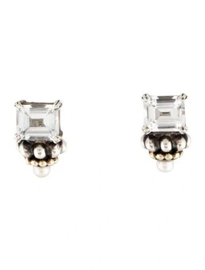 Pre-owned Lagos Pearl & Topaz Earclip Earrings In Multi
