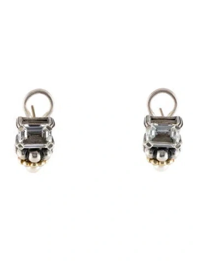 Pre-owned Lagos Pearl & Topaz Glacier Earclip Earrings In Multi