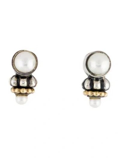 Pre-owned Lagos Pearl Caviar Earclips In Multi