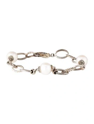 Pre-owned Lagos Pearl Caviar Link Bracelet, 7.25" In Multicolor