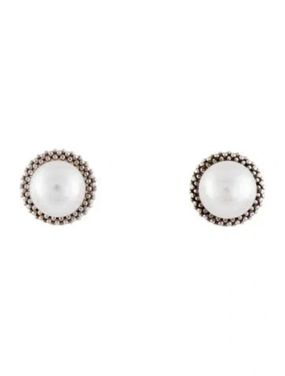 Pre-owned Lagos Pearl Caviar Stud Earrings In Multi