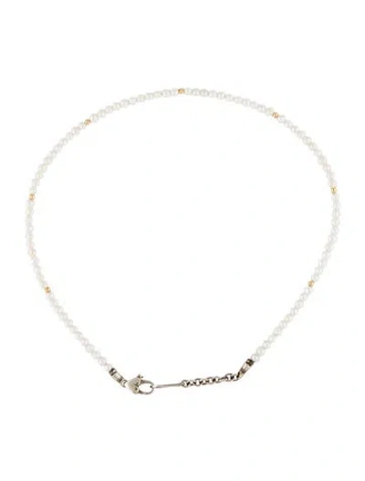 Pre-owned Lagos Pearl Childs First Station Necklace, 15.5" In Multi