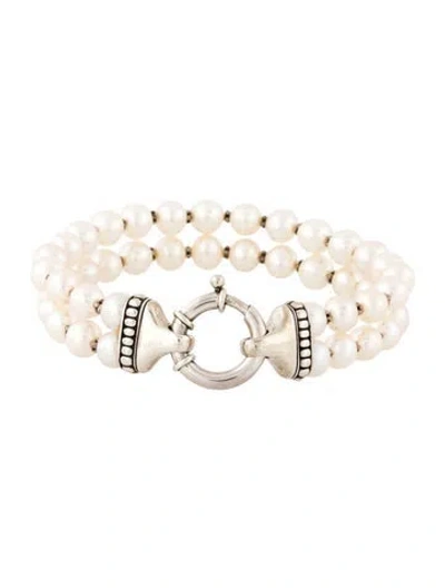 Pre-owned Lagos Pearl Double Strand Bracelet, 7.5" In Multicolor
