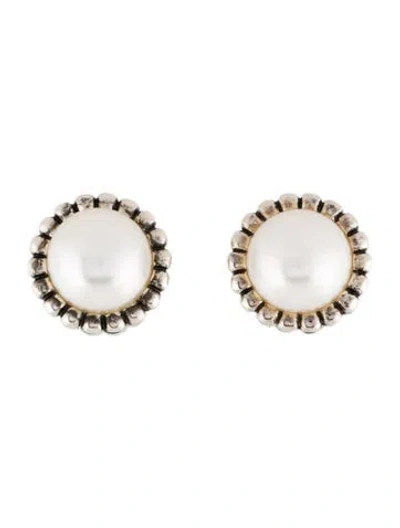 Pre-owned Lagos Pearl Fluted Pearl Stud Earrings In Multi