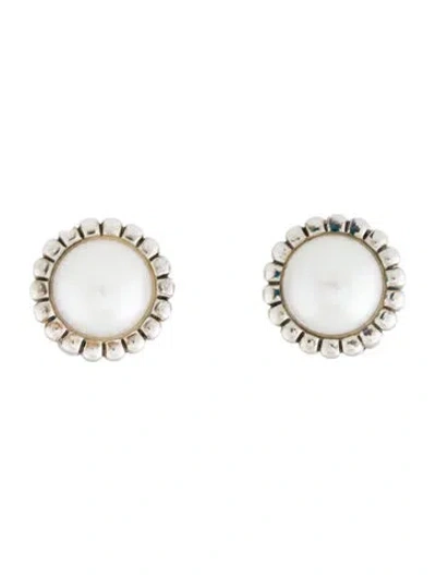 Pre-owned Lagos Pearl Fluted Stud Earrings In Multicolor