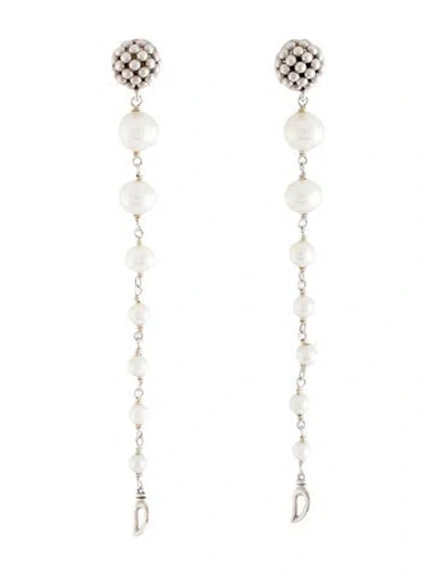 Pre-owned Lagos Pearl Graduated Drop Earrings In Multicolor