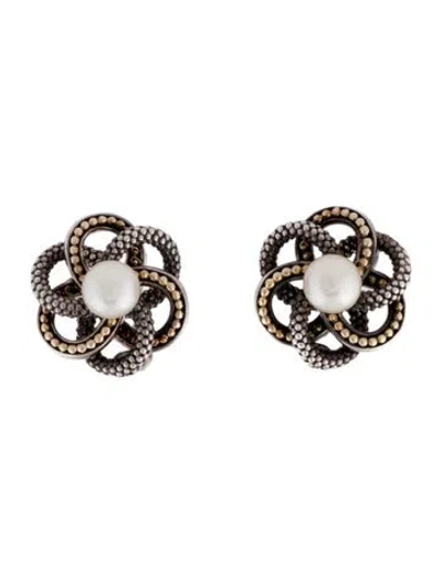 Pre-owned Lagos Pearl Love Knot Earclips In Multi