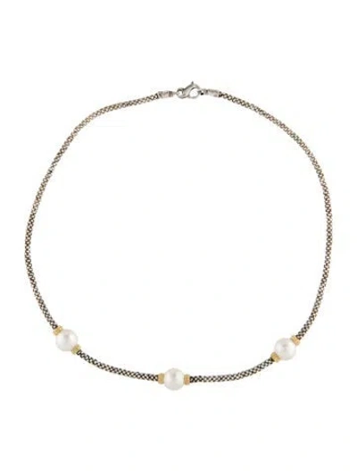 Pre-owned Lagos Pearl Luna Caviar Necklace, 16" In Multi