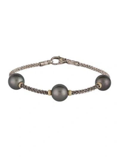 Pre-owned Lagos Pearl Luna Five Station Bracelet, 6.5" In Multicolor