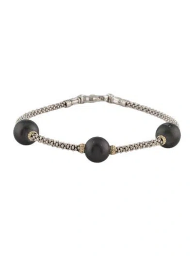 Pre-owned Lagos Pearl Luna Five Station Bracelet, 6.75" In Multicolor