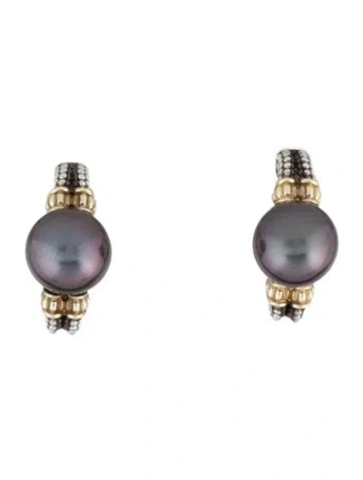 Pre-owned Lagos Pearl Luna Huggie Earrings In Multicolor