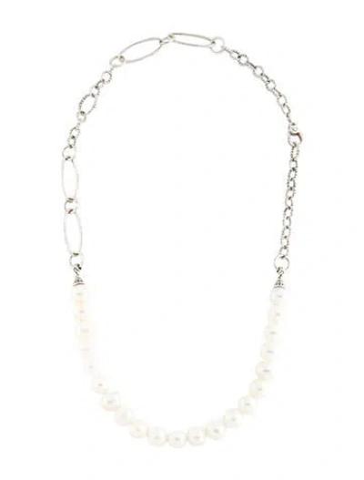 Pre-owned Lagos Pearl Luna Link Necklace, 20" In Multicolor