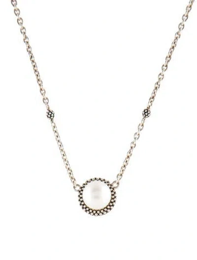 Pre-owned Lagos Pearl Luna Pendant Necklace, 18" In Multi