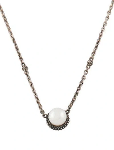 Pre-owned Lagos Pearl Luna Pendant Station Necklace, 18" In Multi