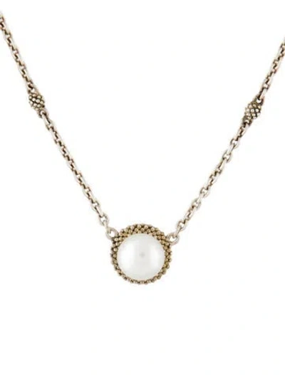 Pre-owned Lagos Pearl Pendant Necklace, 18" In Multicolor
