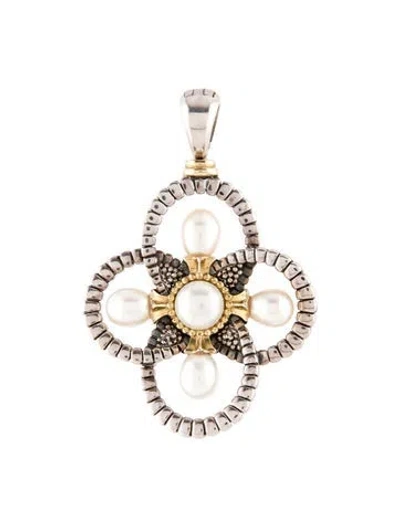 Pre-owned Lagos Pearl Quatrefoil Enhancer Pendant, 35.25" In Multi
