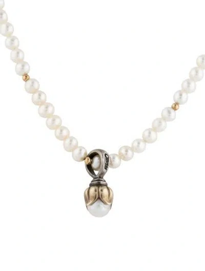 Pre-owned Lagos Pearl Strand Caviar Pendant Necklace, 16" In Multicolor