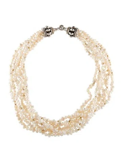 Pre-owned Lagos Pearl Torsade Necklace, 18" In Multi