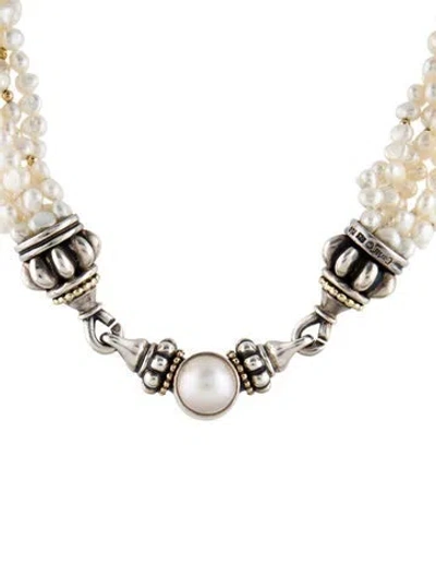 Pre-owned Lagos Pearl Torsade Neclace, 18" In Multi