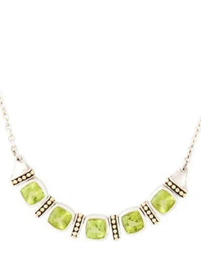 Pre-owned Lagos Peridot Five Station Necklace, 18" In Multi
