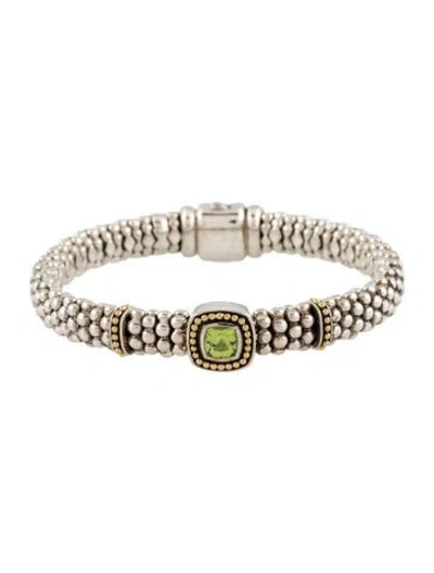 Pre-owned Lagos Peridot Rittenhouse Caviar Station Bracelet, 7.25" In Multi