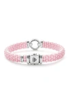 Lagos Pink Caviar Ceramic Bead Pavé Diamond Bracelet In Pink