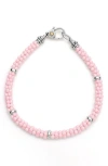 Lagos Pink Caviar Ceramic Beaded Station Bracelet In Pink/silver