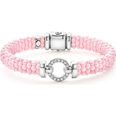Lagos Pink Caviar Ceramic Diamond Circle Bracelet