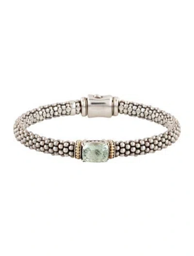 Pre-owned Lagos Prasiolite Rittenhouse Caviar Bracelet, 6.5" In Multicolor