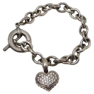 Pre-owned Lagos Pure Silver And 18k Gold Diamond Charm Bracelet In Multi