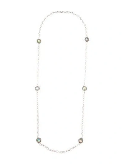 Pre-owned Lagos Quartz & Abalone Triplet Station Necklace, 36" In Multicolor