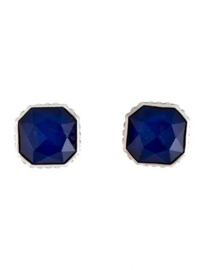 Pre-owned Lagos Quartz & Lapis Lazuli Doublet Earclip Earrings In Multicolor
