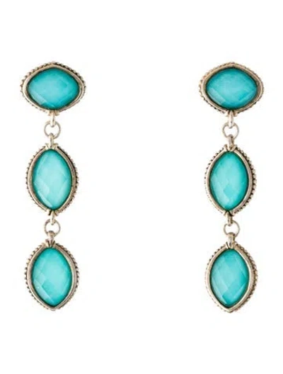 Pre-owned Lagos Quartz & Turquoise Doublet Venus Drop Earrings In Multicolor
