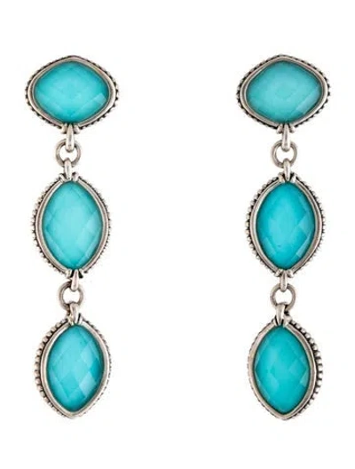Pre-owned Lagos Quartz & Turquoise Doublet Venus Drop Earrings In Multicolor