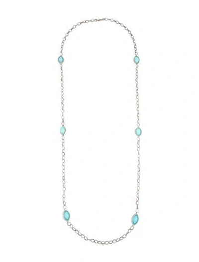 Pre-owned Lagos Quartz & Turquoise Station Necklace, 36" In Multicolor