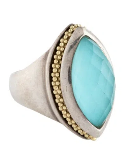 Pre-owned Lagos Quartz Doublet Cocktail Ring In Multi