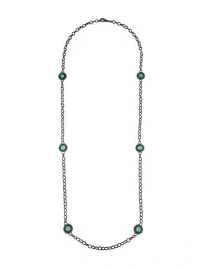 Pre-owned Lagos Quartz Doublet Maya Escape Six Stone Station Necklace, 35" In Blue