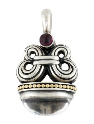 Pre-owned Lagos Rhodolite & Quartz Fob Pendant In Multi